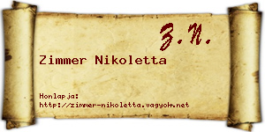 Zimmer Nikoletta névjegykártya